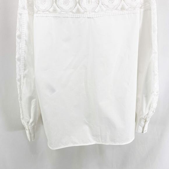 SANDRO White Mock Turtle Neck Long Sleeve Lace Blouse - Picture 8 of 14